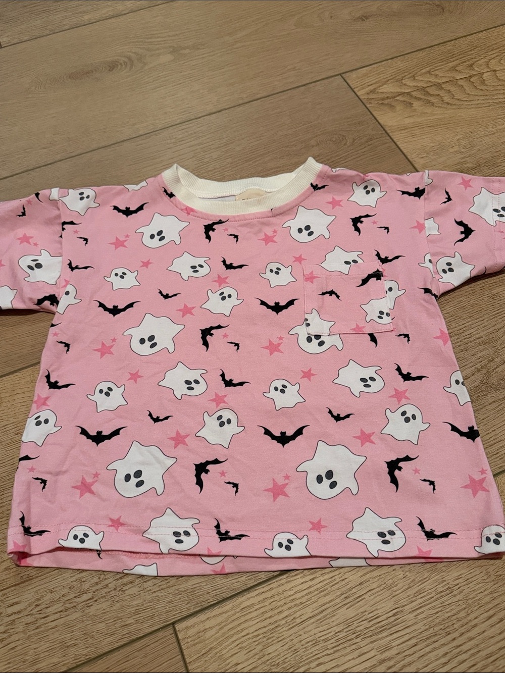 Kids Pink Ghost & Bat Short Sleeve Tee